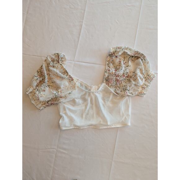 Women's Floral Puff Sleeve Fairy Festival Corset Top Size S Peasant‎ - Picture 4 of 8